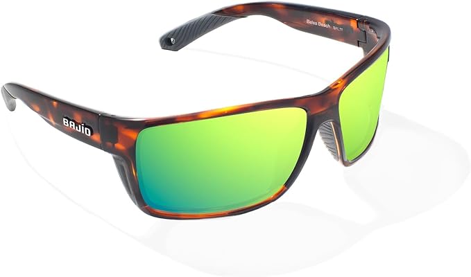 Bajio Bales Beach Polarized Sunglasses – Full Wrap – Large Fit Green Mirror Glass