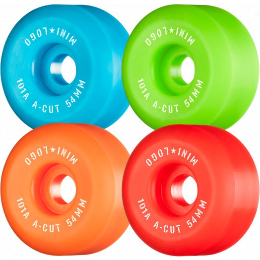 Mini Logo Skateboard Wheels A-cut "2" 54mm 101A Assorted 4pk