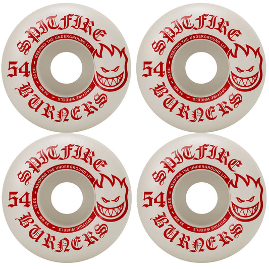Spitfire Skateboard Wheels Burners 54mm 99A White/Red