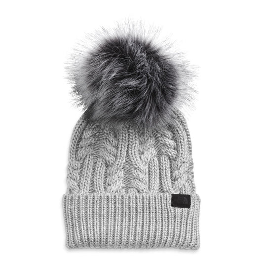 THE NORTH FACE WOMENS OH MEGA FUR POM BEANIE WINTER HAT grey