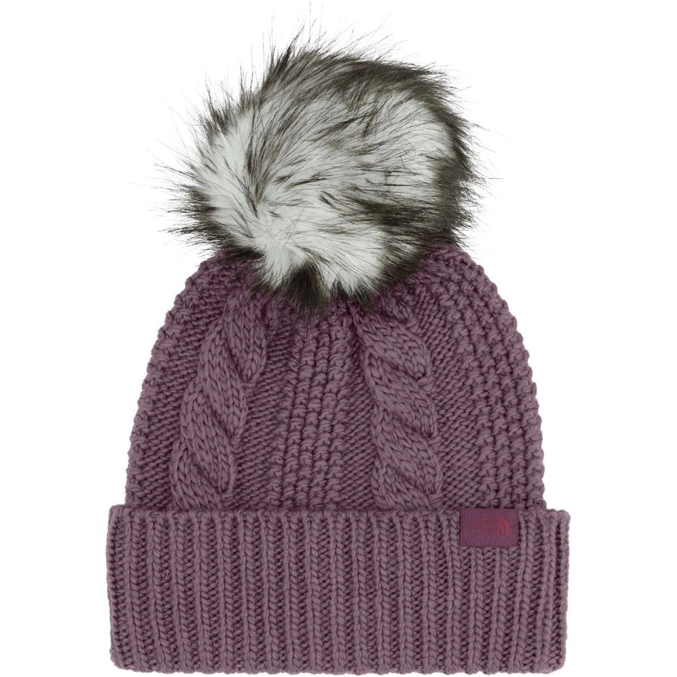 THE NORTH FACE WOMENS OH MEGA FUR POM BEANIE WINTER HAT muted mauve