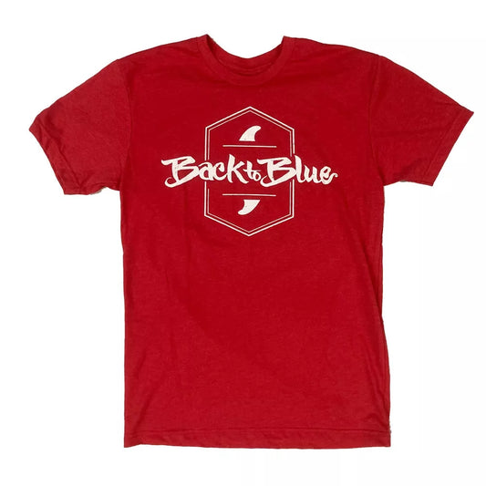 Back to Blue Fins Tee Shirt Red Large Mens Shirts – Image 1