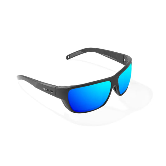 Bajio Rigolets Black Matte Blue Mirror Glass Lenses Mens Sunglasses – Image 1