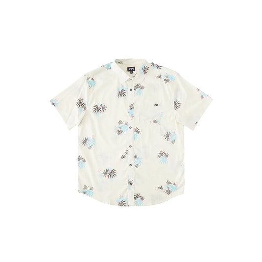 Billabong Sundays Mini Short Sleeve Button Up Shirt Stone Medium Mens Shirts – Image 1