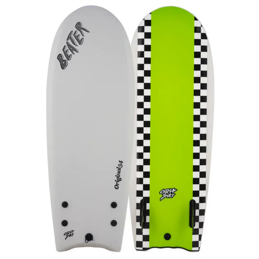Catch Surf Beater Original 54 - Twin Fin Cool Grey/Checker-Stripe Surfboard – Image 1