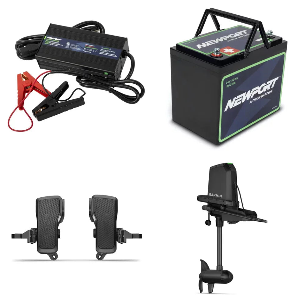 Garmin Force Current Kayak Motorization Kit w/ Foot Control Pedals w 24v 50AH Newport Vessels Battery – Image 1