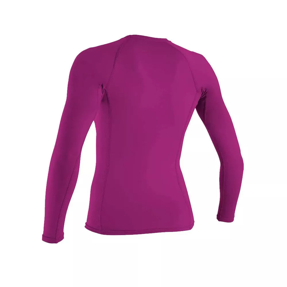 O'Neill Women's Basic Skins UPF50+ Long Sleeve Rash Guard Fox Pink Large