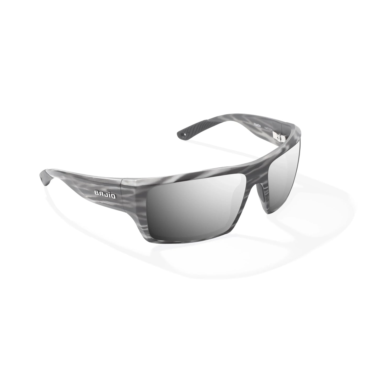 Bajio Nato Sunglasses -Gray Stripe Matte Frame / Silver Mirror Lens