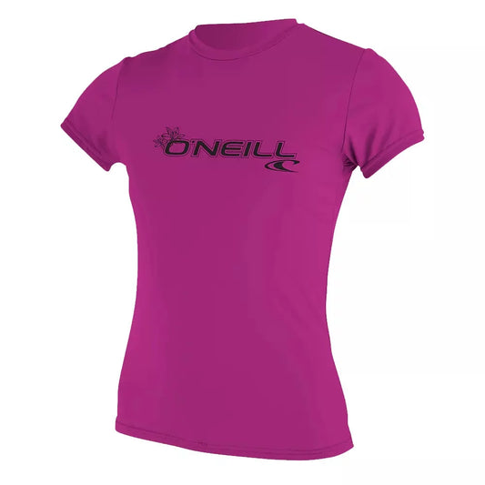 O'Neill Women's Basic Skins UPF 50+ Short Sleeve Sun Shirt Fox Pink Large Womens Rashguard – Image 1