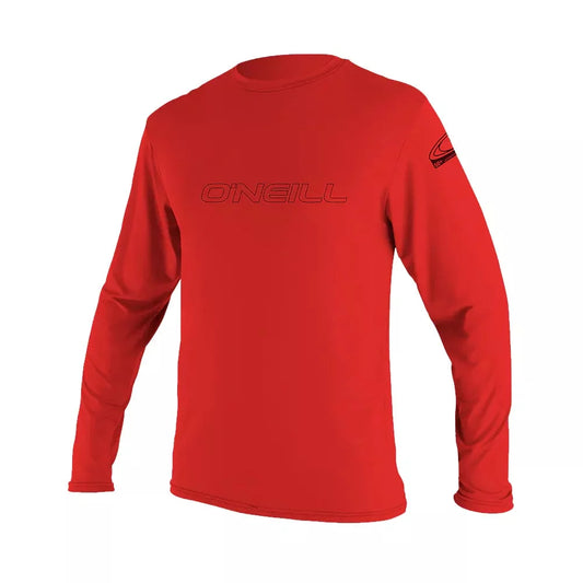 O'Neill Youth Basic Skins 50+ UPF Long Sleeve Sun Shirt Red Kids Rashguard – Image 1