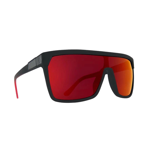 SUNGLASSES, FLYNN SOFT MATTE BLACK/RED FADE - HAPPY GRAY GREEN w/RED FLASH