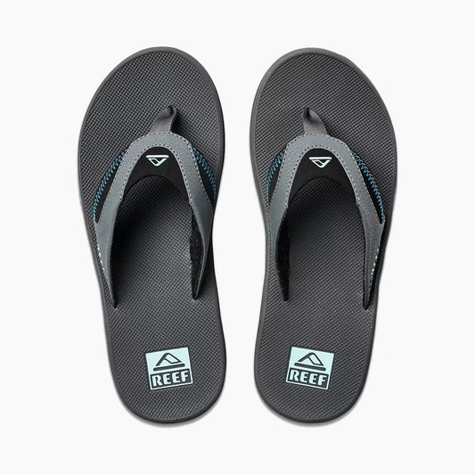 Reef Men's Fanning Bottle Opener Flip Flops Gunmetal/Ocean Mens Sandals – Image 1