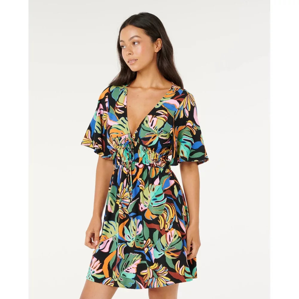 Ripcurl Sunset Luau Short Sleeve Mini Dress Womens Dresses XS Ripcurl Sunset Luau Short Sleeve Mini Dress Womens Dresses XS