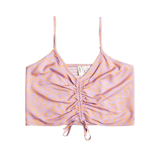 Roxy Vibrant Light Strappy Crop Top Mock Orange Hawaiian Heat Large Womens Shirt – Image 1