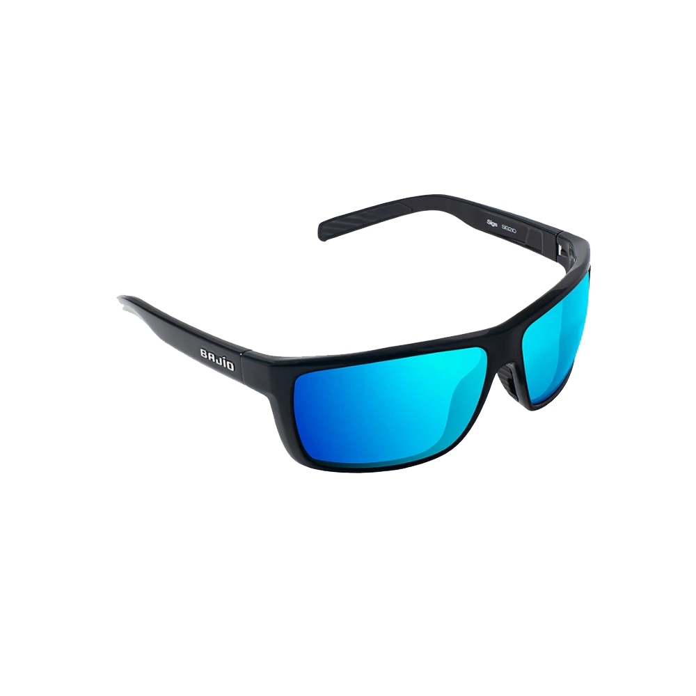 BAJIO Sigs Black Gloss - Blue Mirror Glass Sunglasses