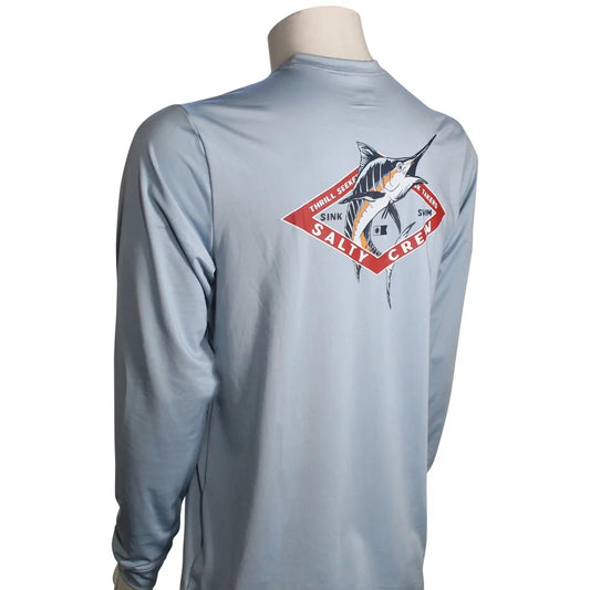 Salty Crew Diamond Marlin LS Surf Shirt - Blue Fog Mens Rashguard – Image 2
