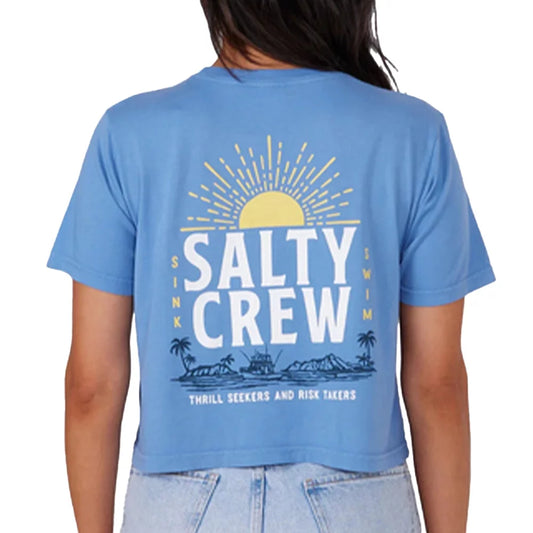Salty Crew Women's Cruisin' Crop Short Sleeve Tee Blue Dusk Medium Womens Shirt – Image 2