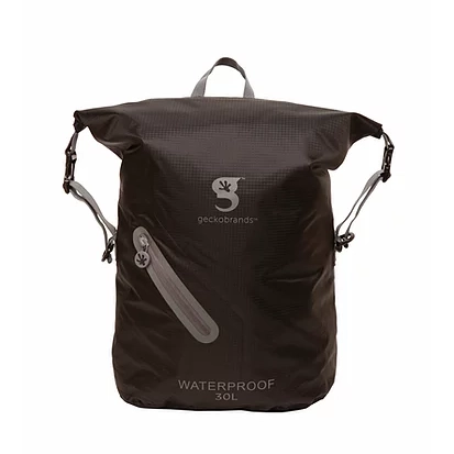 Geckobrands 30L Waterproof Lightweight Backpack Black/Grey