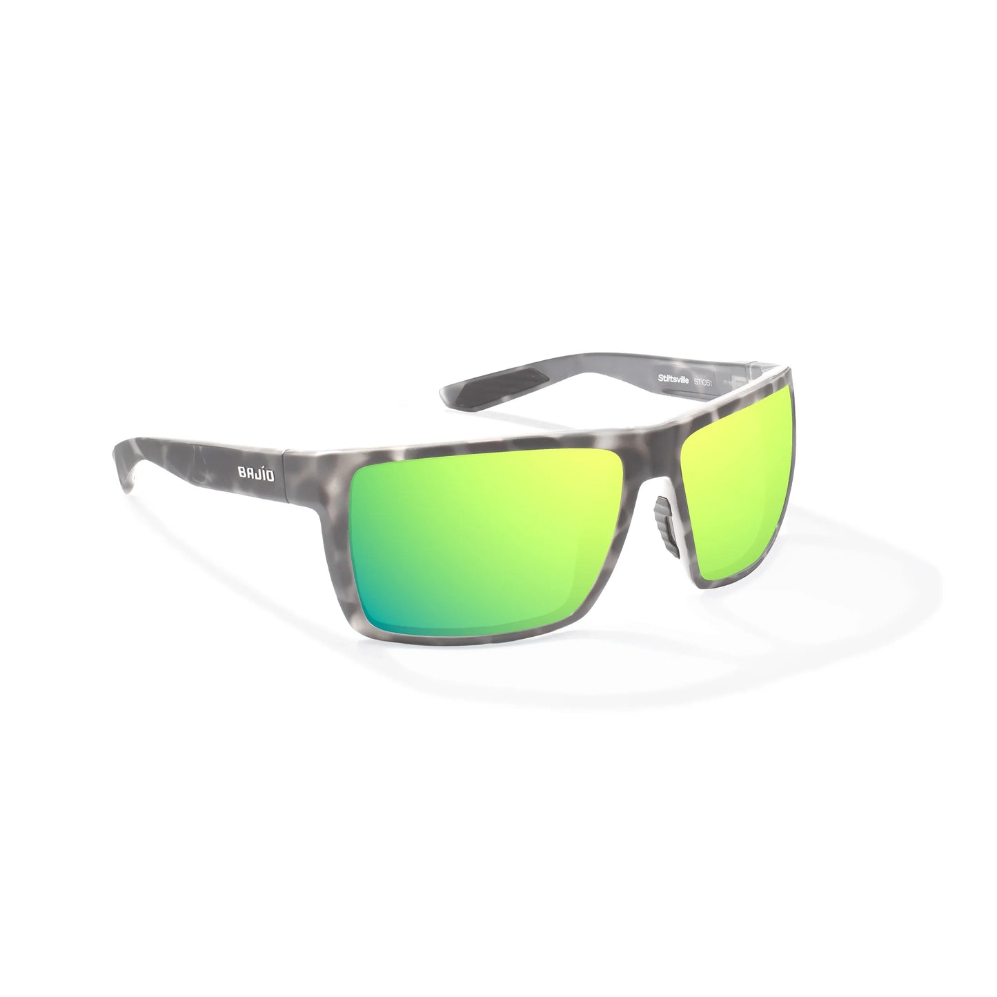 Bajio Stiltsville Sunglasses - Gray Tort Matte Frame / Green Mirror Glass Lens
