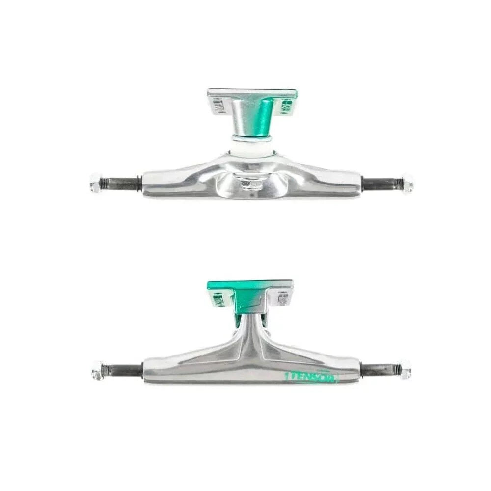 Tensor Regular Aluminum Trucks 5.25 Raw/Green Fade Skateboard Trucks – Image 1