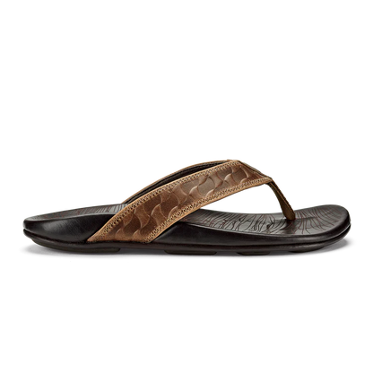 Olukai Hikianalia Tan / Dark Java Men’s Leather Beach Sandals Mens Sandals