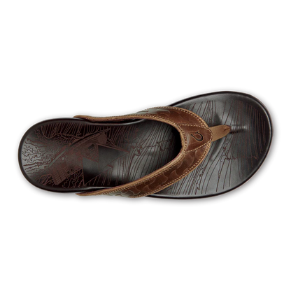 Olukai Hikianalia Tan / Dark Java Men’s Leather Beach Sandals Mens Sandals