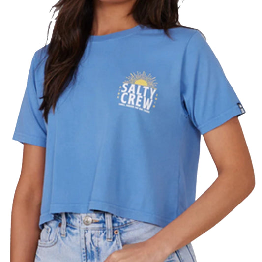 Salty Crew Women's Cruisin' Crop Short Sleeve Tee Blue Dusk Medium