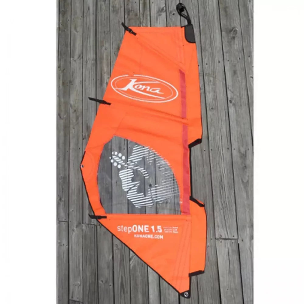 2014 Kona Kona Stepone 1.5 Orange Windsurfing Sail Used – Image 1
