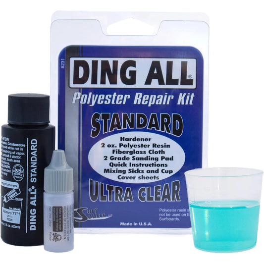 Ding All 2 Oz Polyester Repair Kit for Small to Medium Sized Polyester Surfboards Repairs 