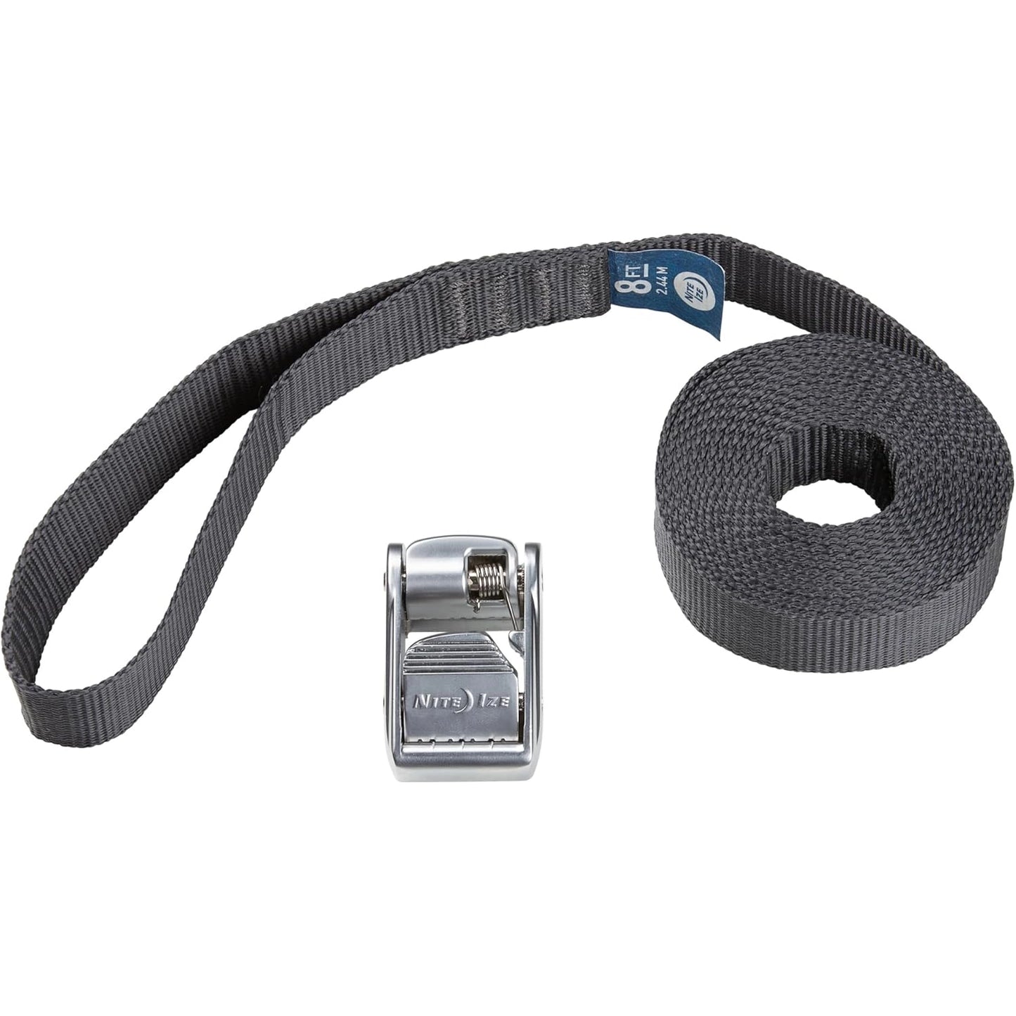 Nite IZE Dual CamJam Tie Down System - Tie Downs - Ratchet Straps - Tie Down Straps for Trucks & Cars - Luggage Strap for Camp Gear - Tie Downs Moving Supplies - 8 ft Strap, Black