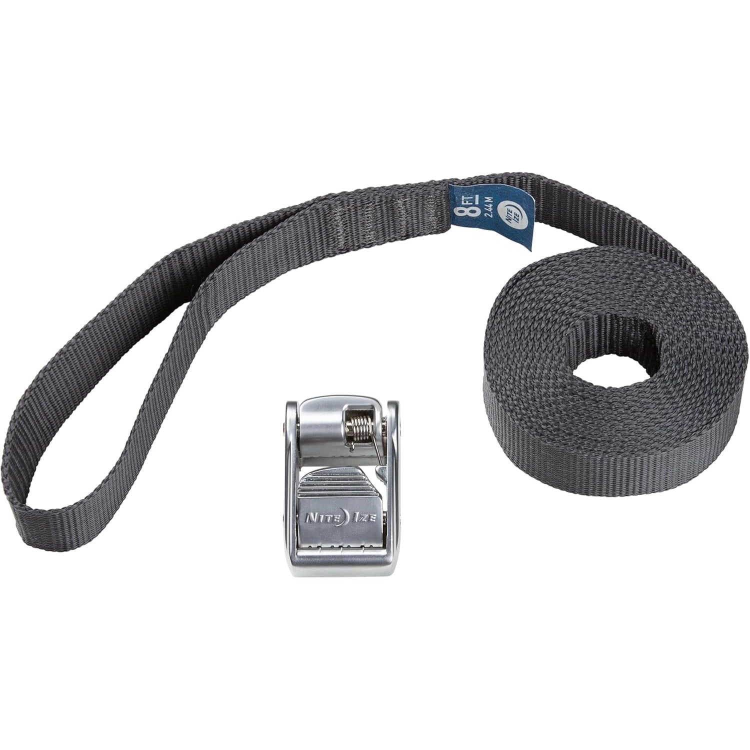 Nite IZE Dual CamJam Tie Down System - Tie Downs - Ratchet Straps - Tie Down Straps for Trucks & Cars - Luggage Strap for Camp Gear - Tie Downs Moving Supplies - 8 ft Strap, Black