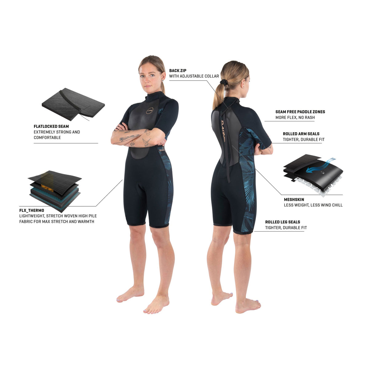 Dakine Womens Quantum Back Zip Shorty 2/2mm