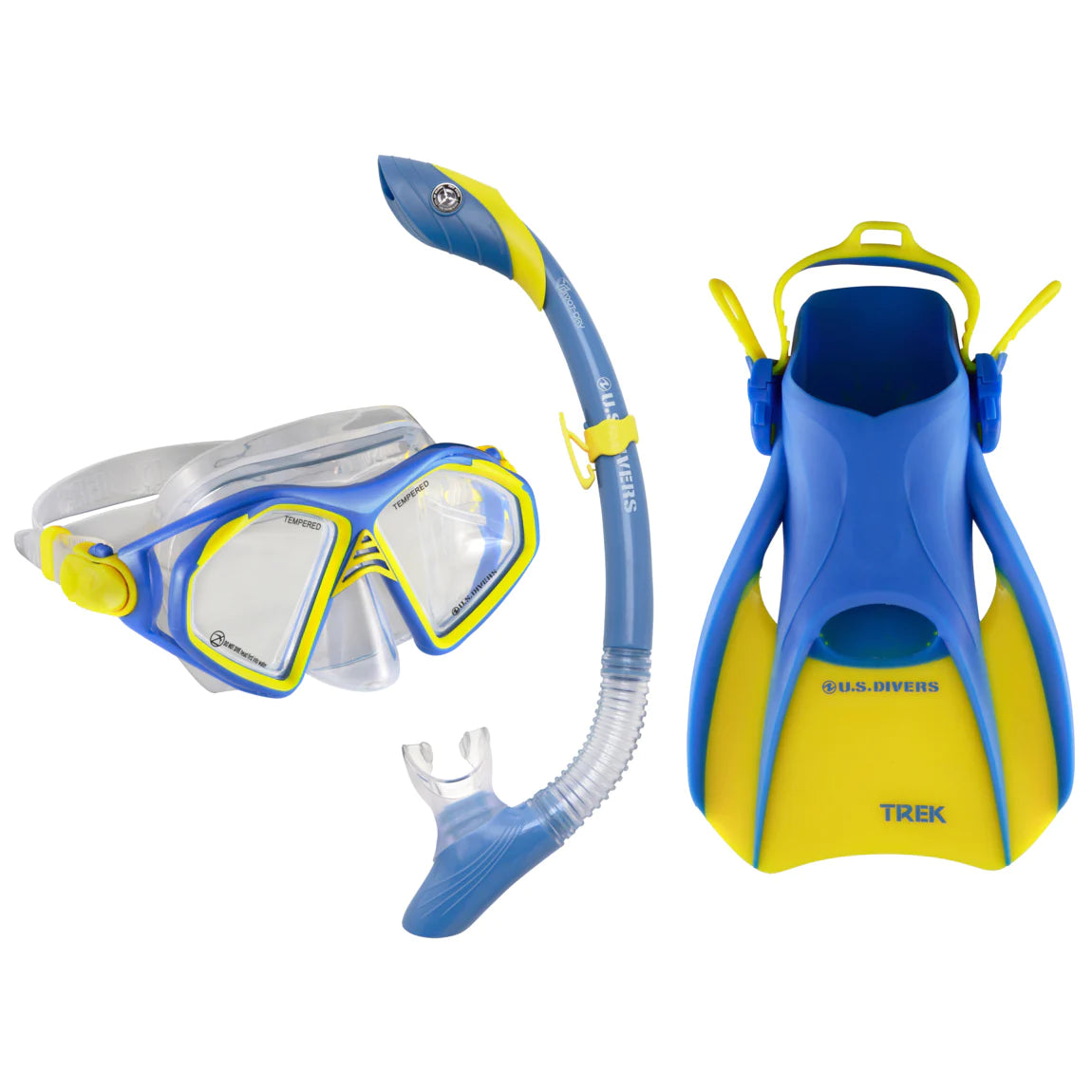 US Divers Admiral LX Snorkel Set Blue/Yellow Small