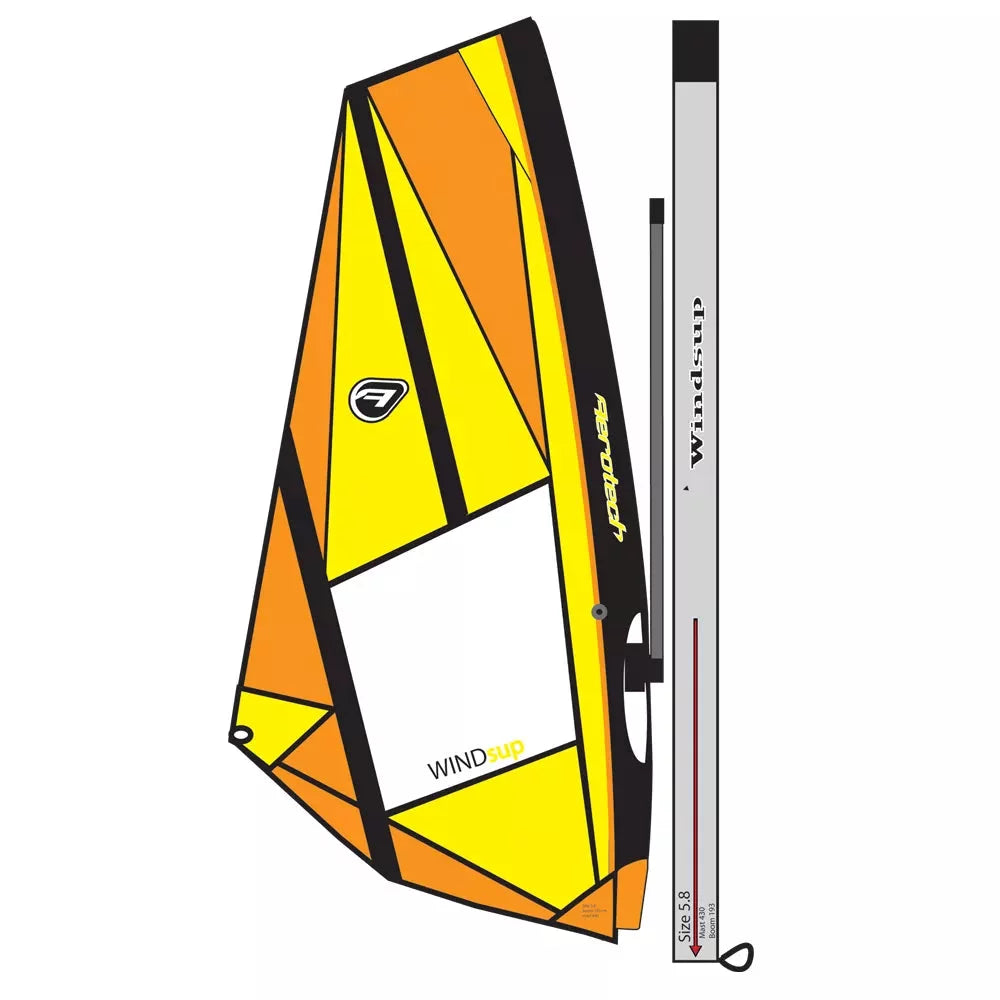 Aerotech Sails Aerotech WindSUP Complete Rig Yellow Windsurfing Sail – Image 1
