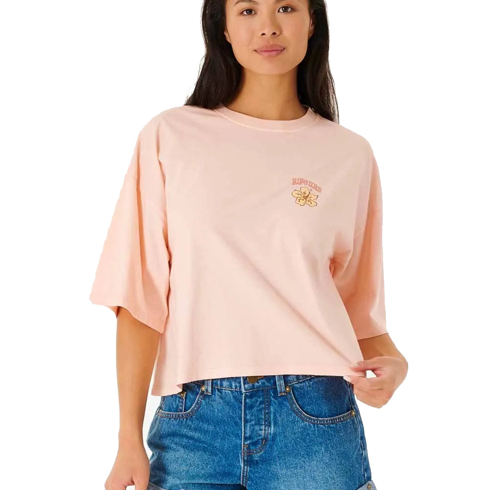 RipCurl Aloha With Love Heritage Crop Tee Peach Large