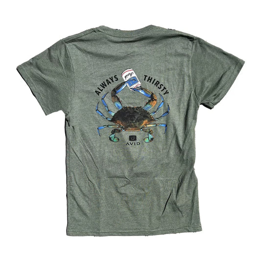 Avid Always Thirsty Short Sleeve Tee Crocodile Heather Small Mens Shirts – Image 2