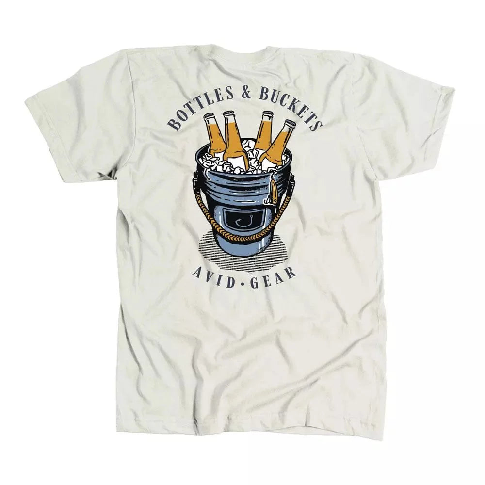 AVID Bottles & Buckets Short Sleeve Tee Bone Small Mens Shirts – Image 1
