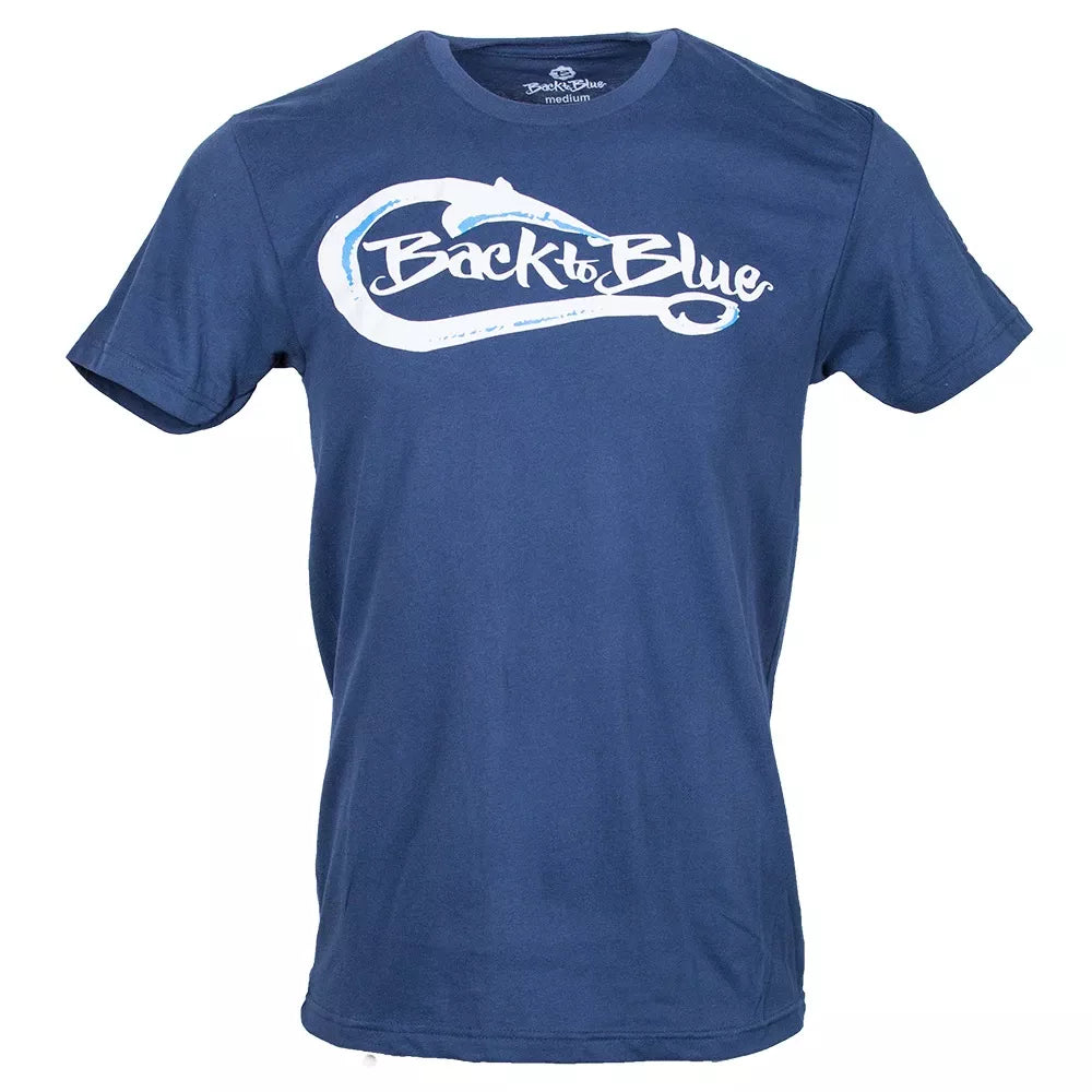 Back to Blue Hook Logo Tee Shirt Navy Small