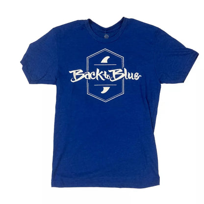 Back to Blue Fins Tee Shirt Blue Large Mens Shirts – Image 1