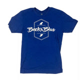 Back to Blue Fins Tee Shirt Blue Large Mens Shirts – Image 1