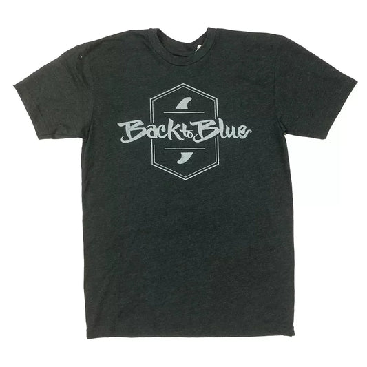 Back to Blue Fins Tee Shirt Charcoal Medium Mens Shirts – Image 1