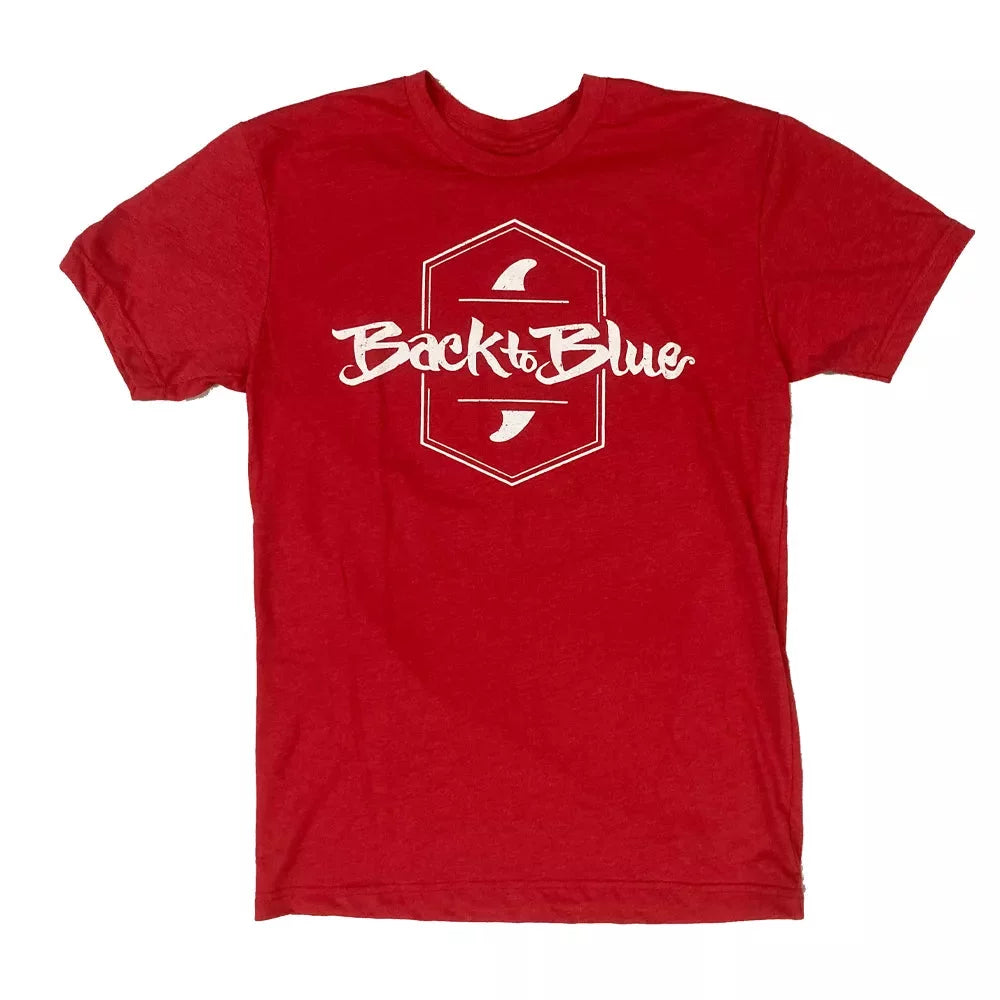 Back to Blue Fins Tee Shirt Red Large Mens Shirts – Image 1