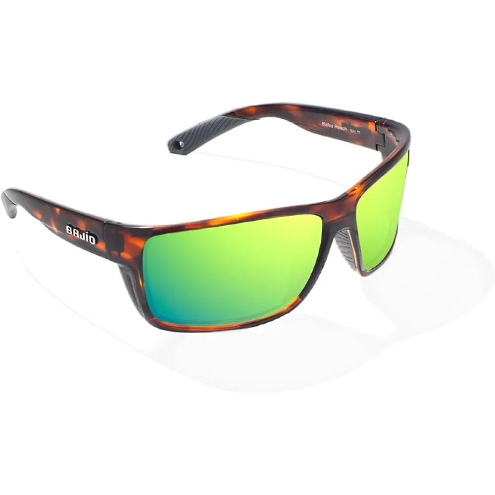 Bajio Bales Beach Polarized Sunglasses – Full Wrap – Large Fit Green Mirror Glass Mens Sunglasses – Image 3