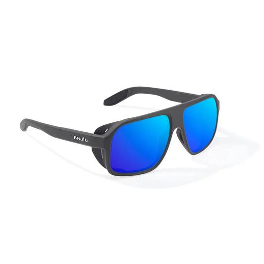 Bajio Cocho Graphite Black Matte Blue Mirror Glass Lenses Mens Sunglasses – Image 1