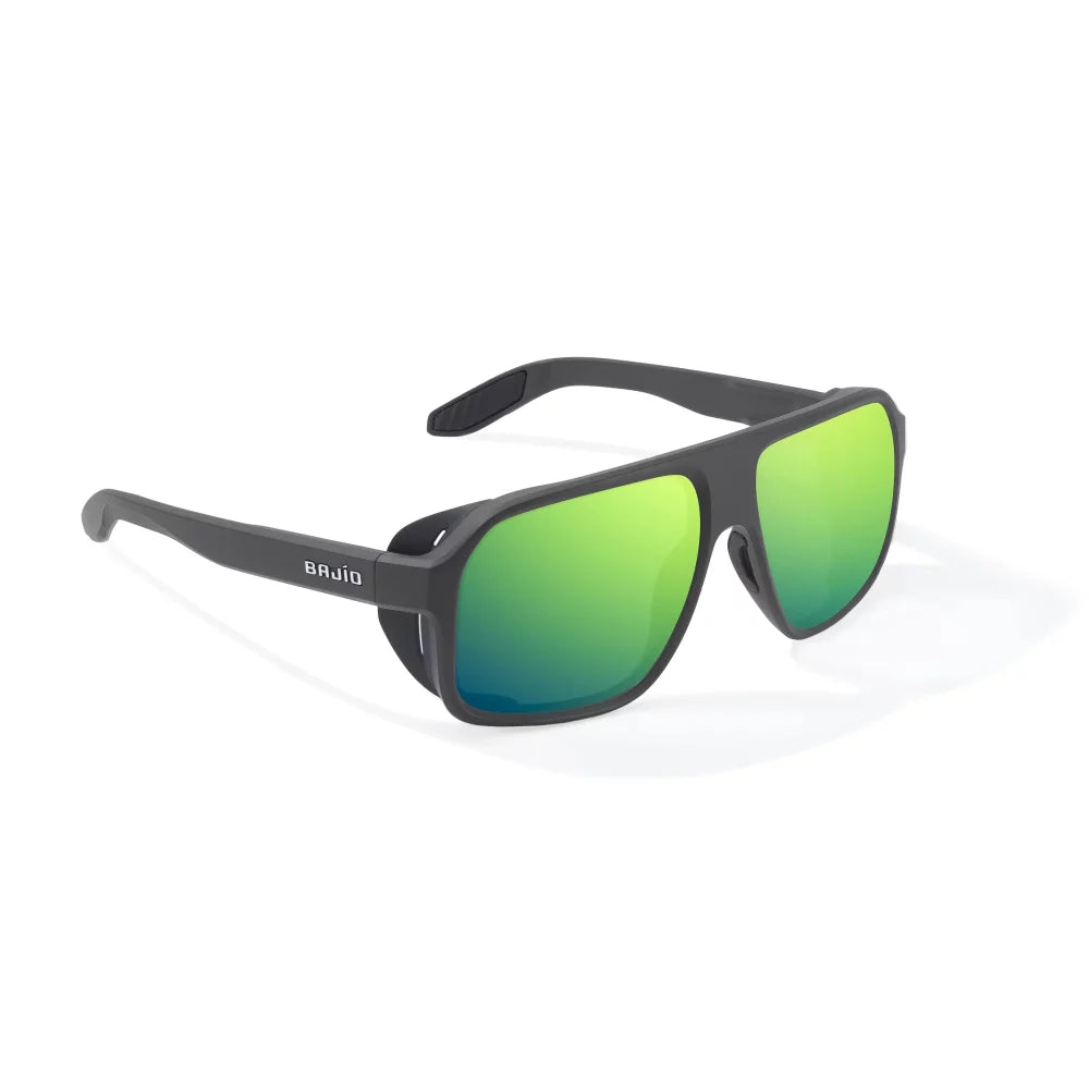 Bajio Cocho Graphite Black Matte Green Mirror Glass Lenses Mens Sunglasses – Image 1