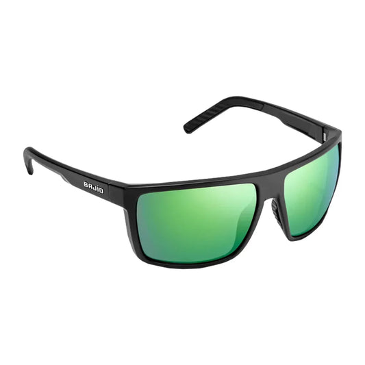 Bajio Sunglasses Toads Black Matte Green Mirror Glass Mens Sunglasses – Image 1