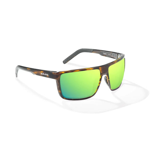 Bajio Toads Brown Tortoise Gloss Green Mirror Glass Lenses Mens Sunglasses – Image 1