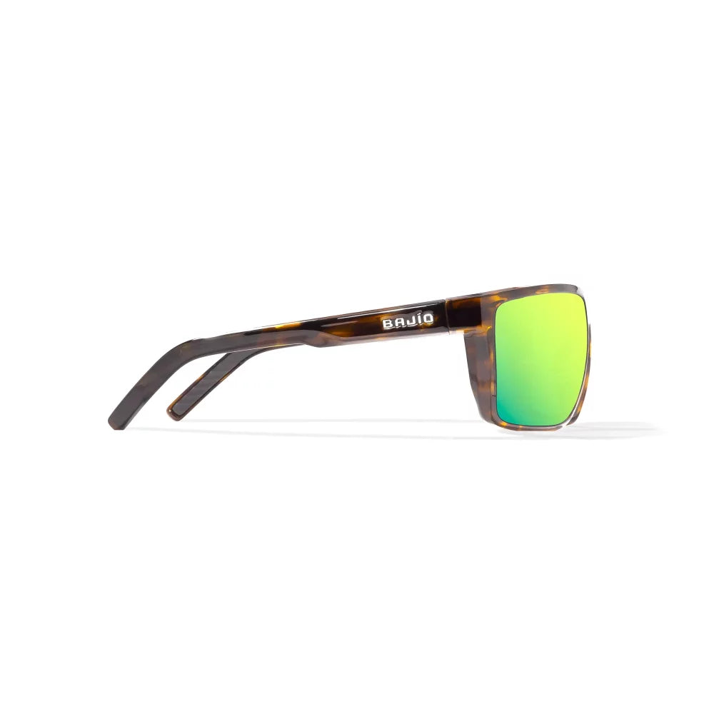 Bajio Toads Brown Tortoise Gloss Green Mirror Glass Lenses Mens Sunglasses – Image 3