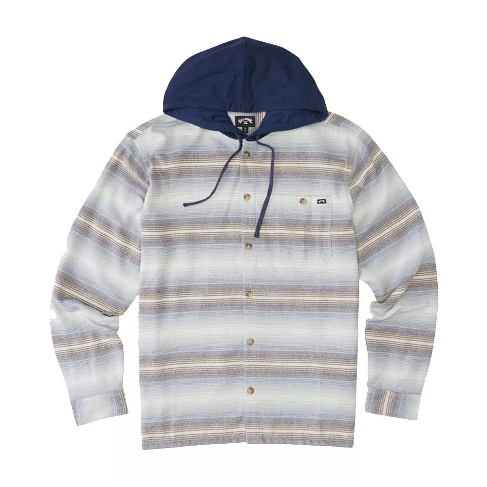 Billabong Baja Hooded Flannel Shirt Blue Haze Medium