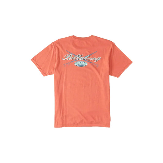 Billabong Crossboards Short Sleeve Tee Dark Coral Medium Mens Shirts – Image 2